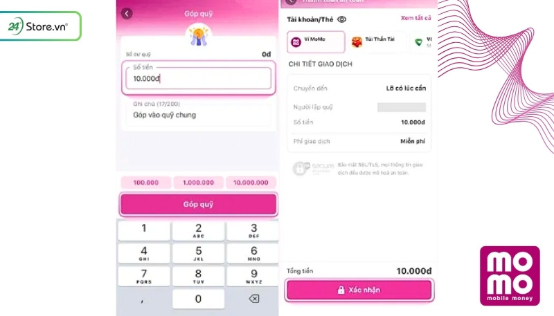 Cách nạp tiền vào quỹ nhóm chung trên MoMo
