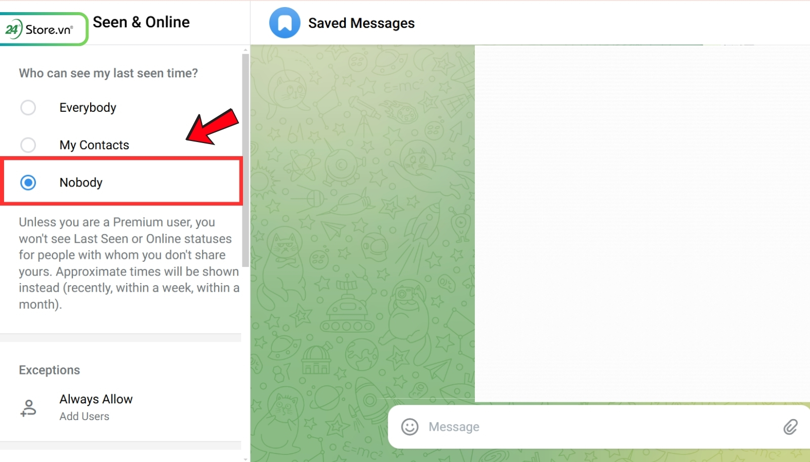 Cách tắt online trên Telegram trên máy tính
