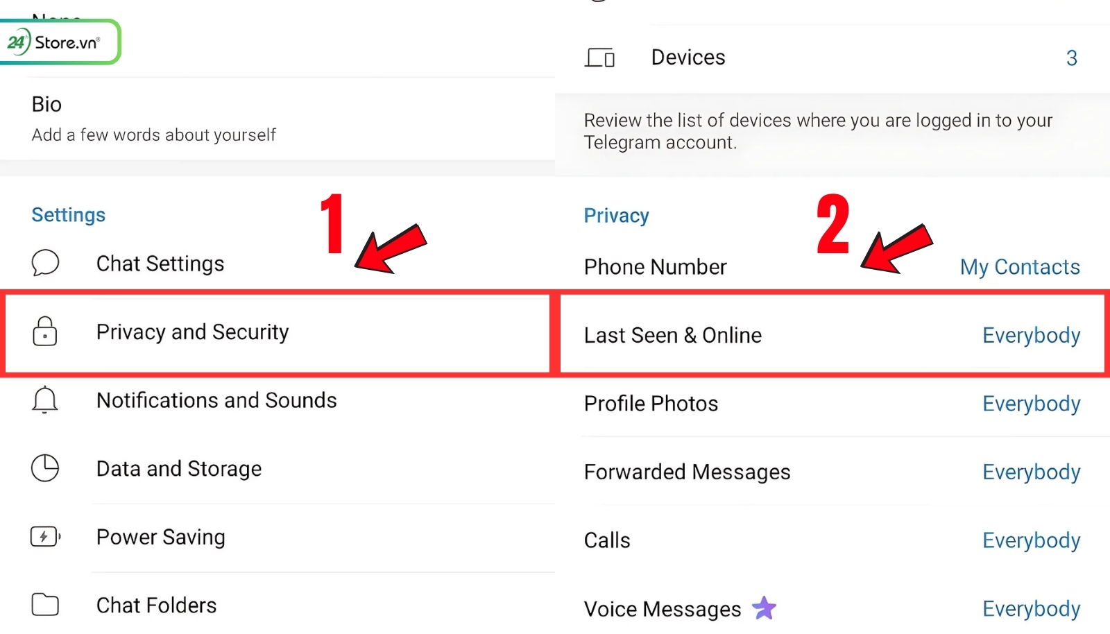 Cách tắt trạng thái online trên Telegram trên điện thoại