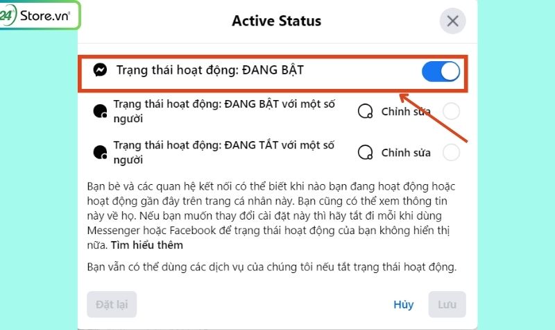 cách tắt trạng thái online trên messenger với 1 ng