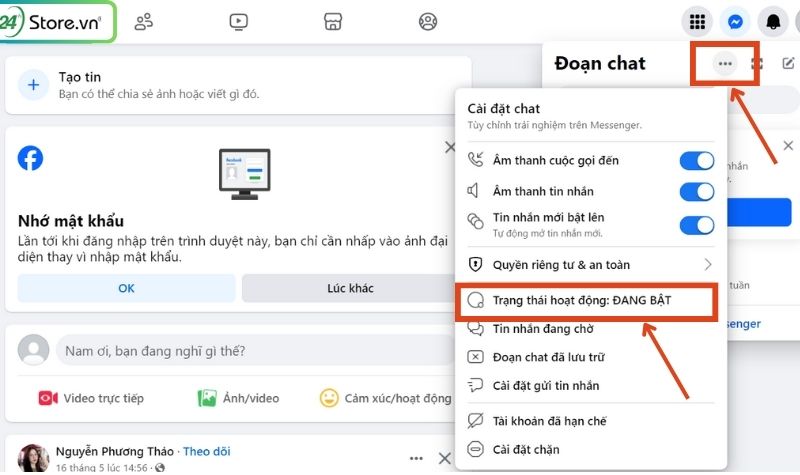 tắt trạng thái hoạt động facebook trên máy tính