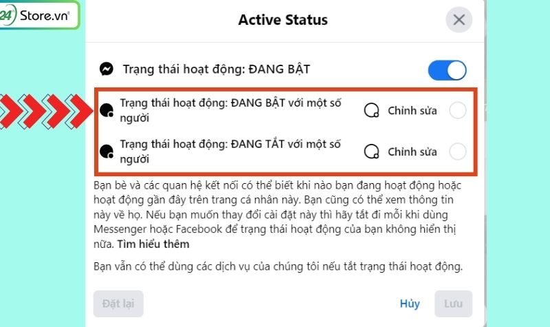 ẩn trạng thái online với một vài người