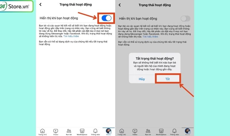 cách tắt trạng thái hoạt động
