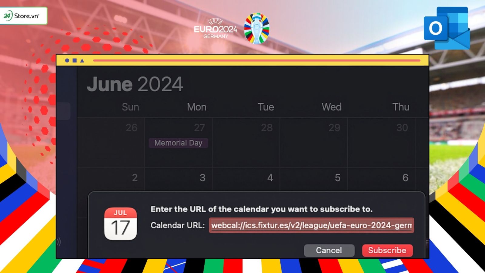 cách thêm lịch Euro 2024 trên iPhone