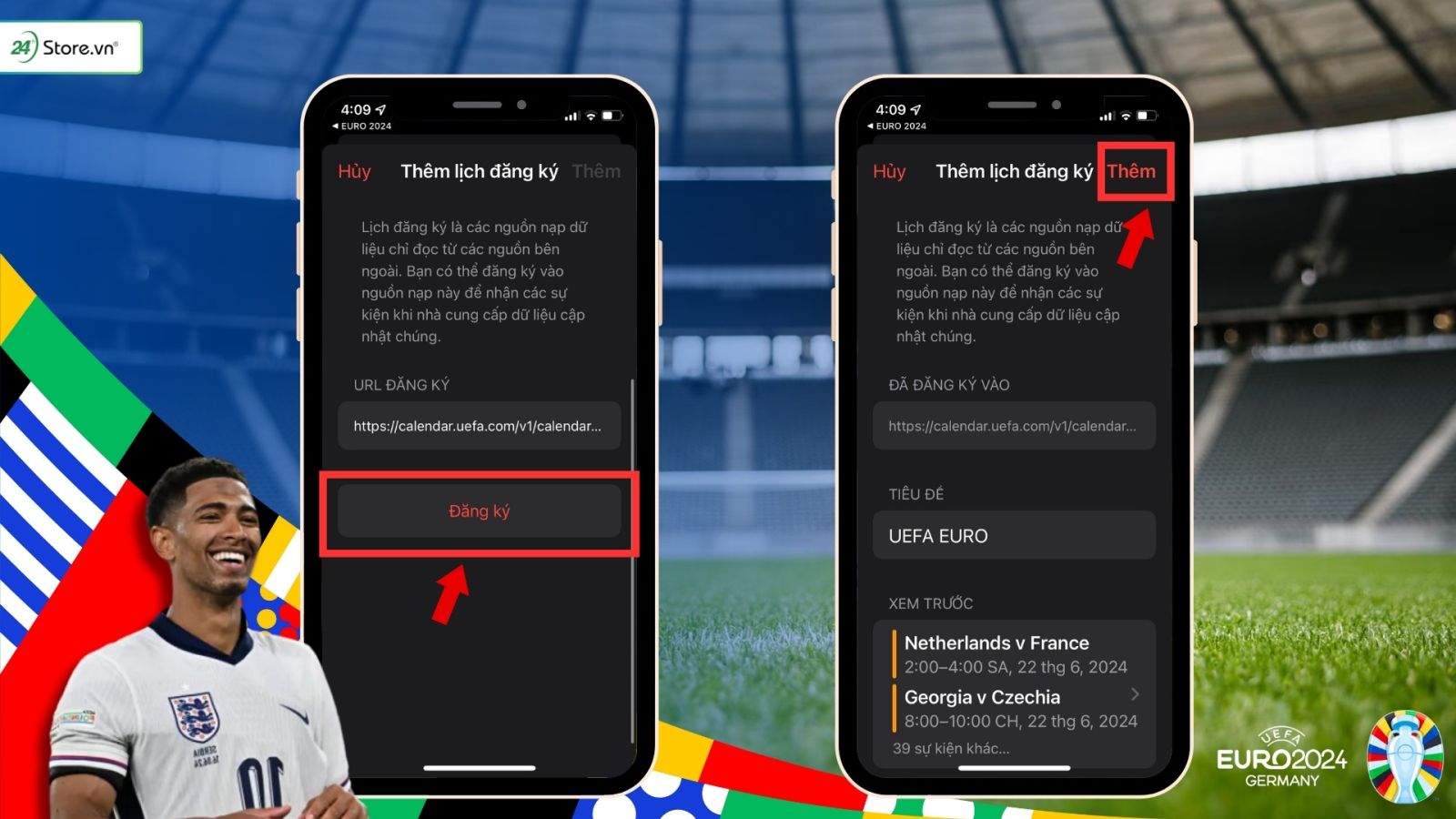 cách thêm lịch Euro 2024 trên iPhone