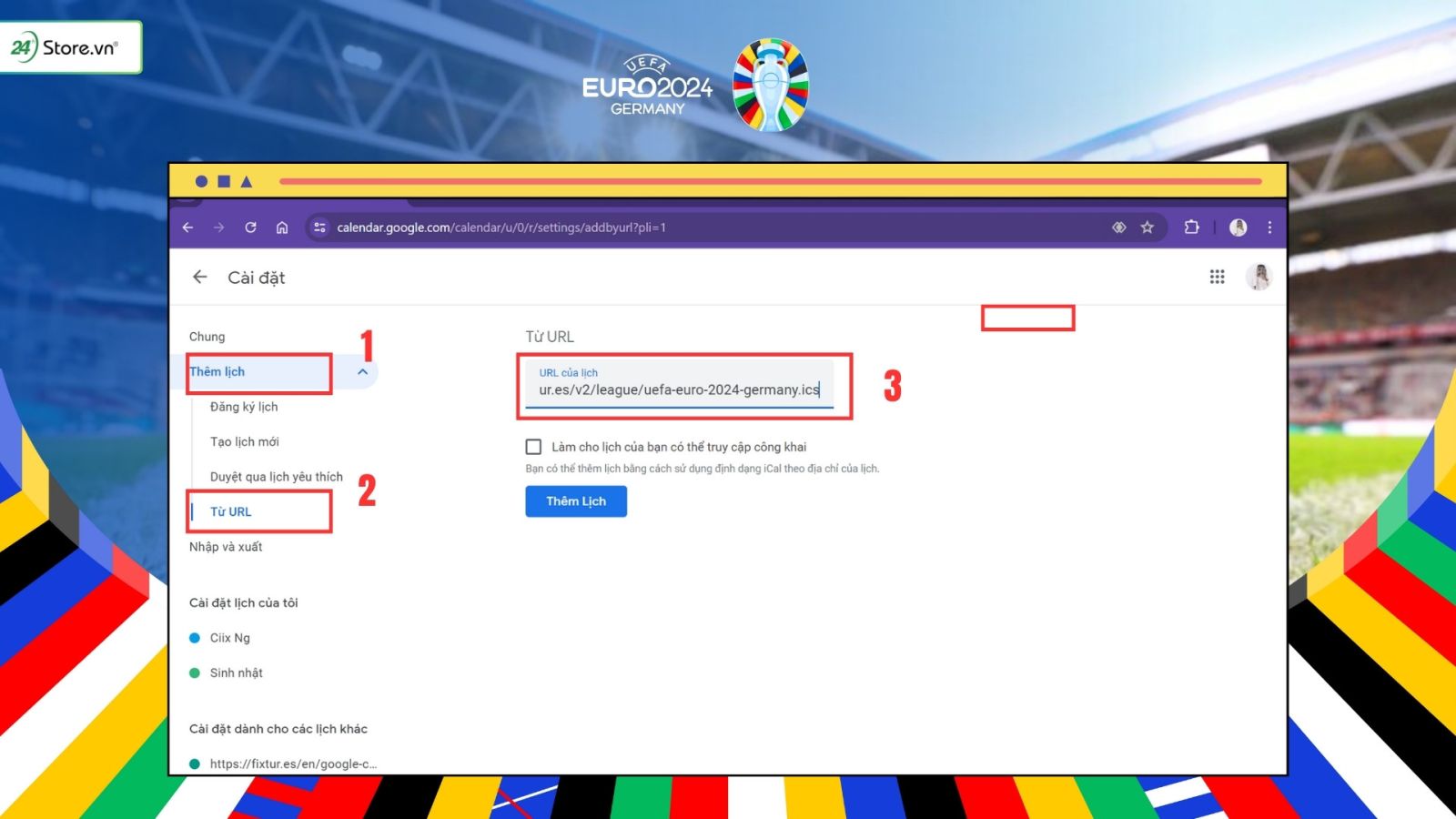 cách thêm lịch Euro 2024 trên iPhone