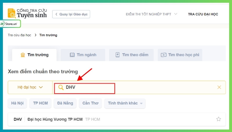cách tra cứu điểm chuẩn đại học