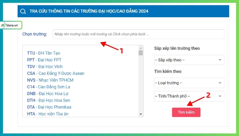 cách tra cứu điểm chuẩn đại học