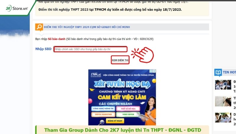 cách xem điểm thi thpt