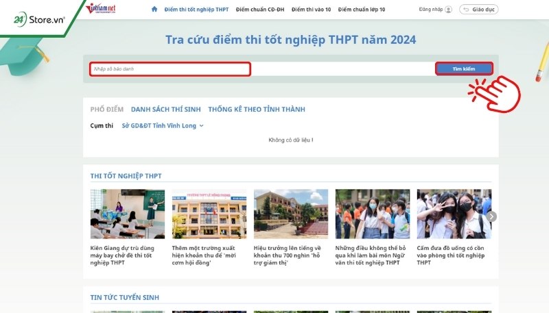 tra điểm thi thpt
