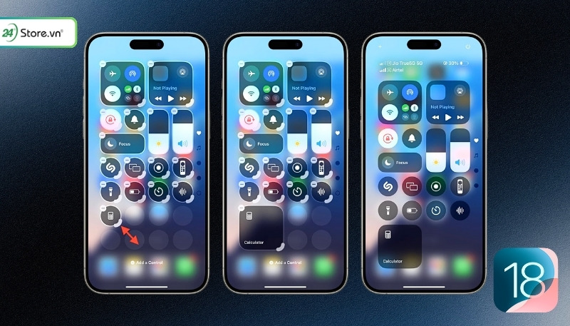 Cách điều chỉnh Control Center trên iOS 18 thay đổi kích cỡ