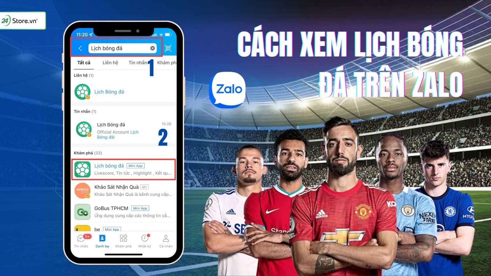 cách xem lịch bóng đá trên zalo