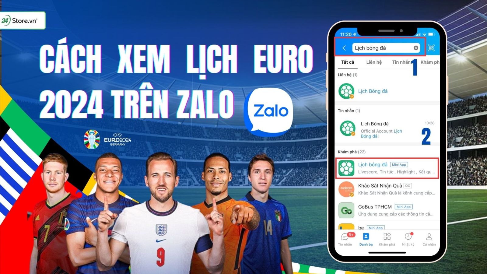 cách xem lịch bóng đá trên zalo
