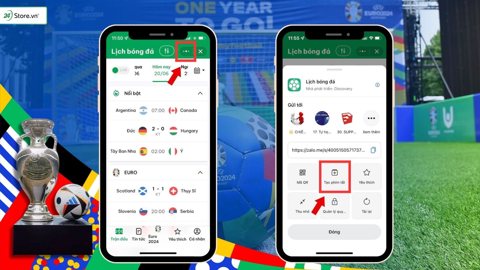 cách xem lịch bóng đá trên zalo
