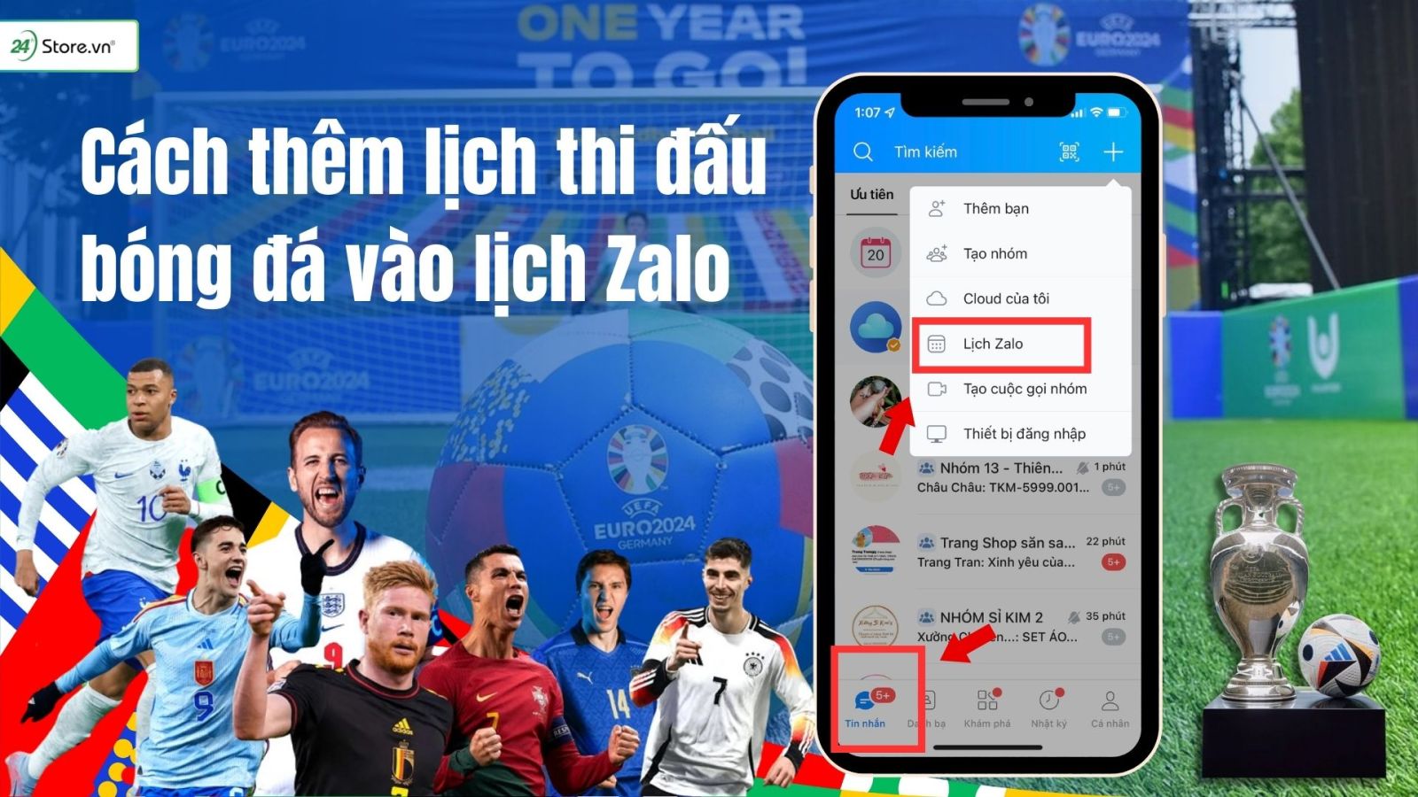 cách xem lịch bóng đá trên zalo