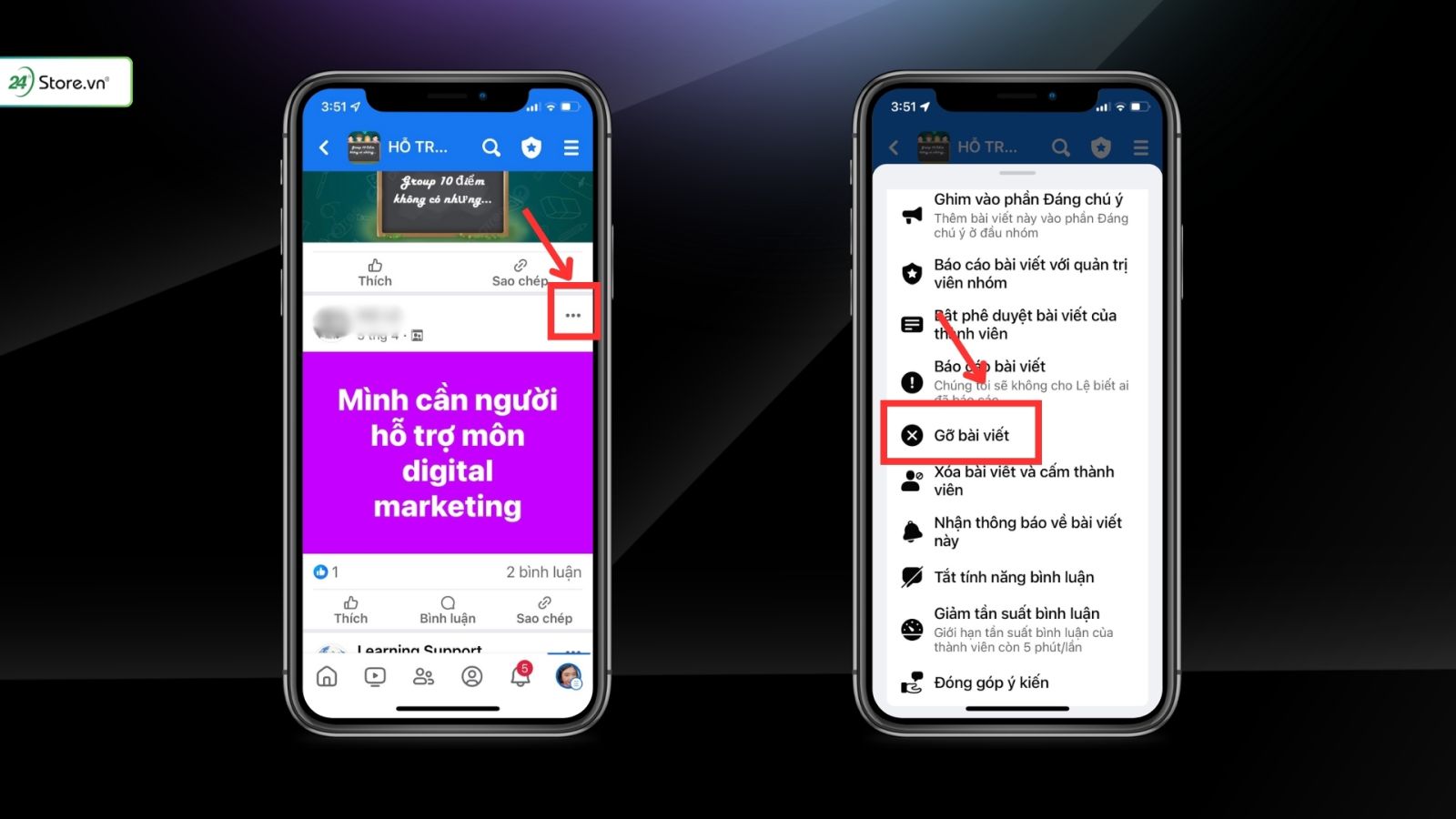 Cách xóa bài đăng trên group Facebook