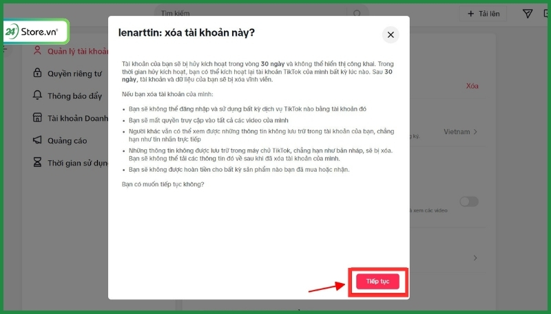 Cách xóa tài khoản TikTok trên máy tính nhanh chóng