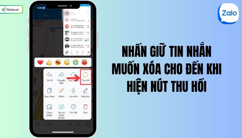 Cách xóa tin nhắn Zalo sau 1 tiếng trên điện thoại
