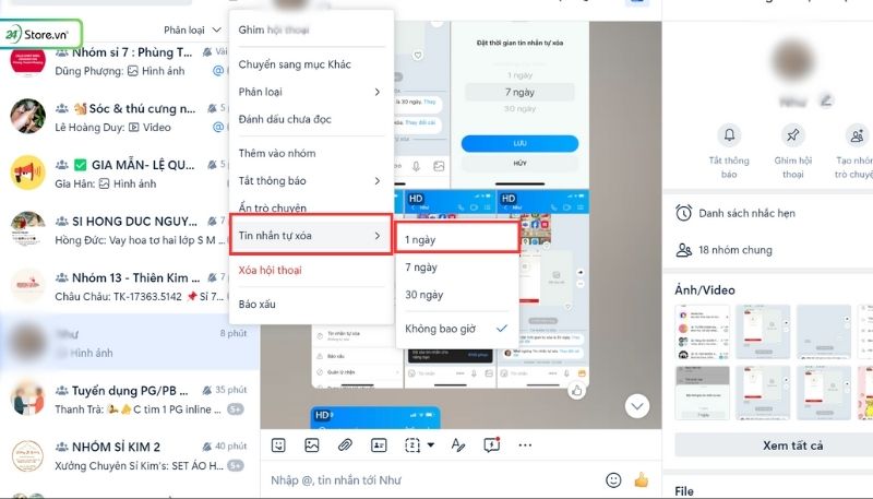 Cách thu hồi, xóa tin nhắn Zalo sau 1 ngày cực ĐƠN GIẢN
