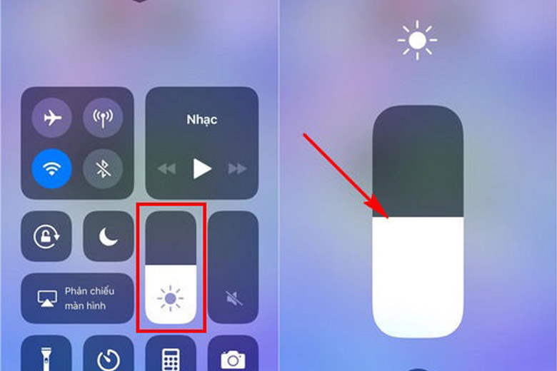 Cài đặt độ sáng màn hình iPhone bằng thủ công