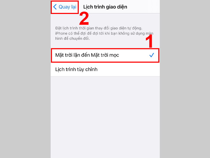 Chọn và tùy chỉnh lịch trình mong muốn