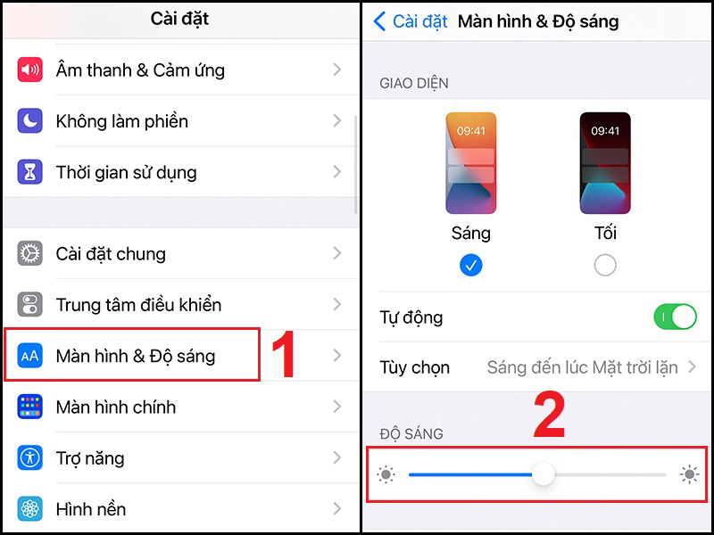 Cách thủ công cài đặt độ sáng màn hình iPhone