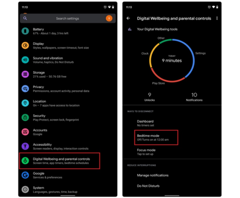 màn hình chế độ giờ đi ngủ trên Android màn hình chế độ giờ đi ngủ trên Android