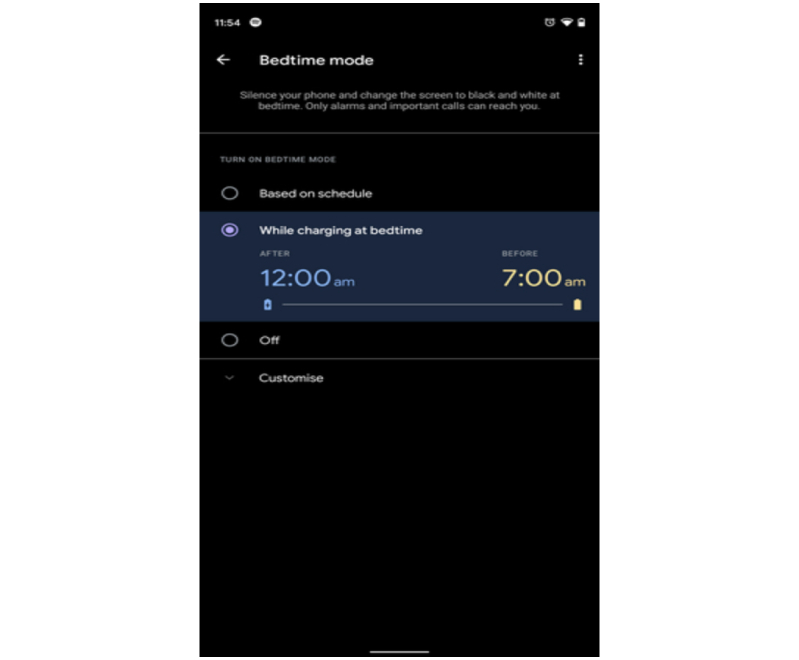 màn hình tinh chỉnh chế độ giờ đi ngủ trên Android màn hình tinh chỉnh chế độ giờ đi ngủ trên Android