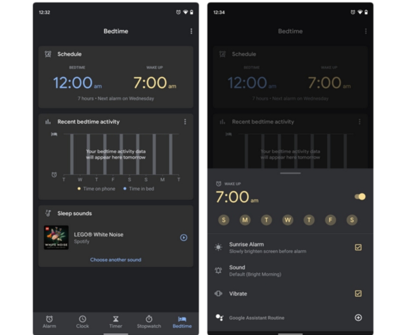 màn hình tinh chỉnh chế độ giờ đi ngủ với google clock màn hình tinh chỉnh chế độ giờ đi ngủ với google clock