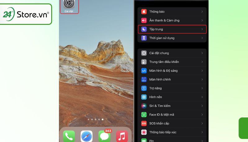 bật chế độ tập trung trên iPhone