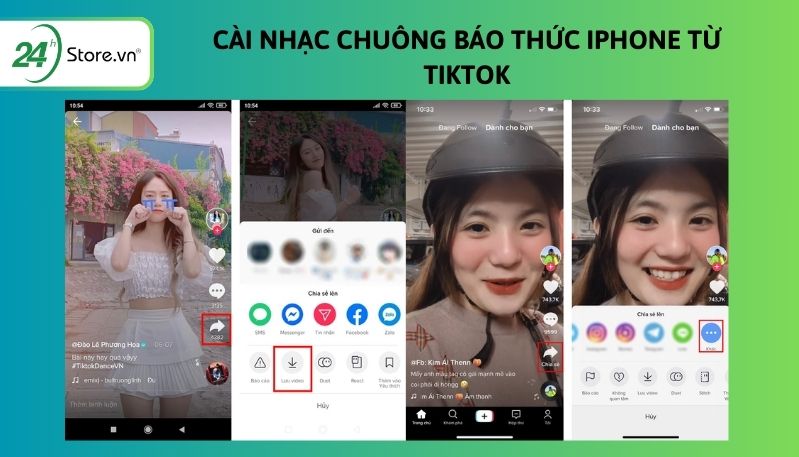 cách cài nhạc chuông báo thức iphone từ tiktok
