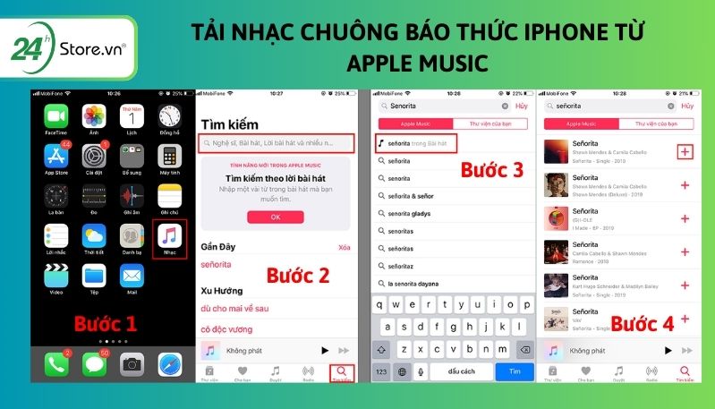 tải nhạc chuông báo thức iphone từ apple music