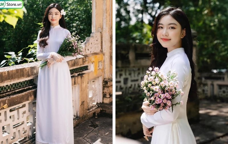 chụp ảnh cùng tà áo dài