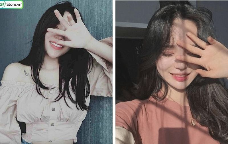chụp ảnh selfie che mặt ngại ngùng