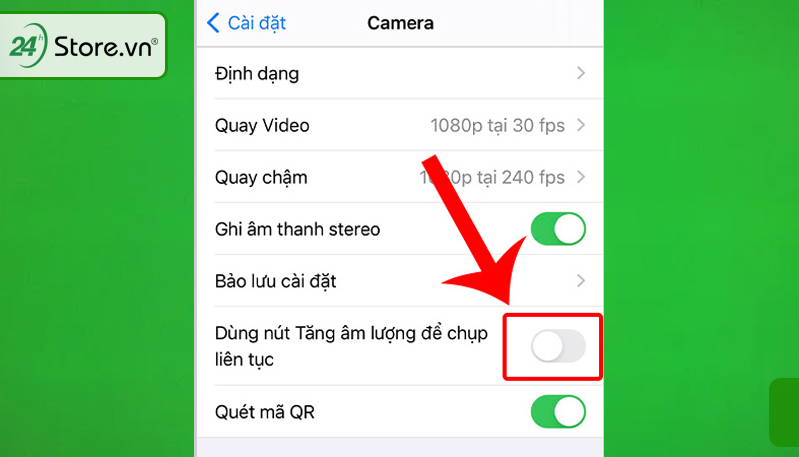 chế độ chụp liên tiếp trên iPhone