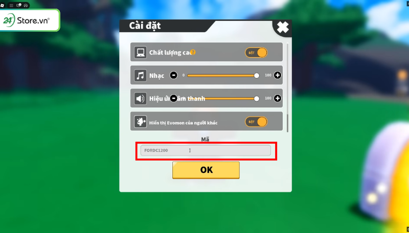 Cách nhập code Evomon bước 3