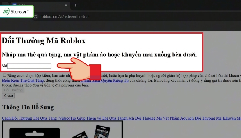 Cách nhận quà tặng Roblox