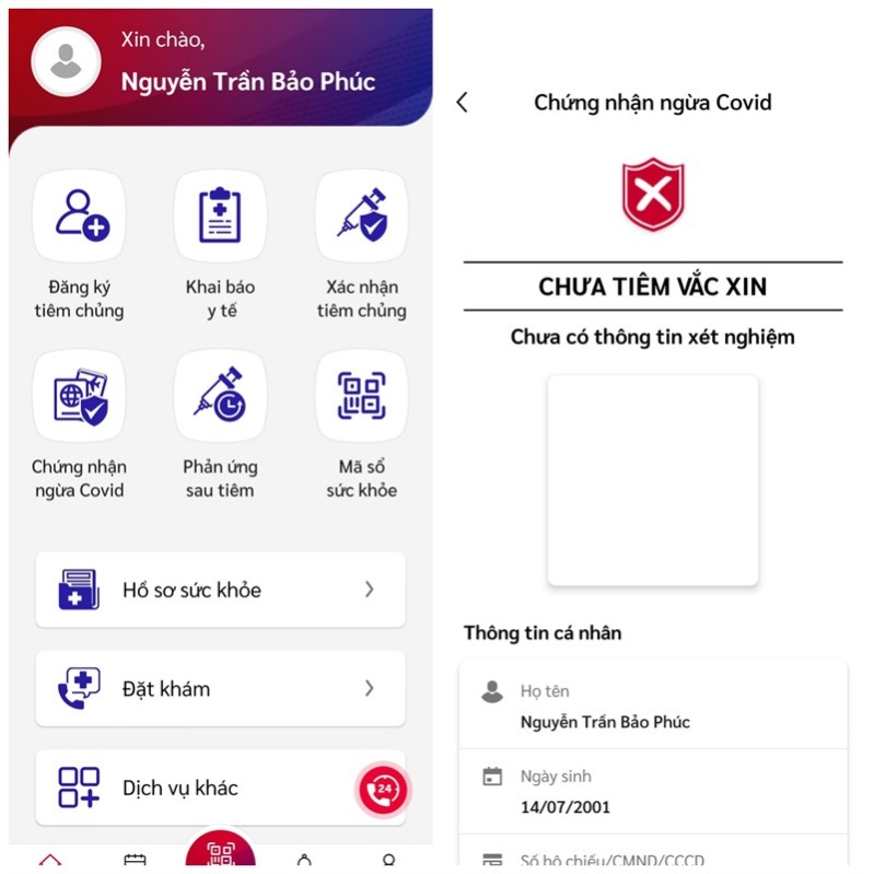 sổ sức khỏe điện tử Covid-19 