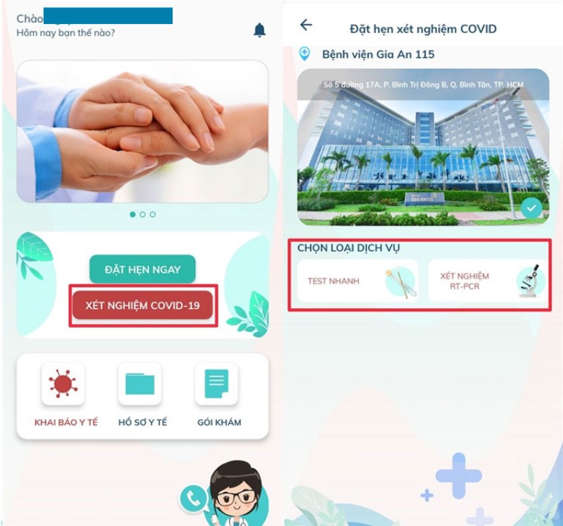 Đăng ký xét nghiệm COVID-19 trên điện thoại cực nhanh