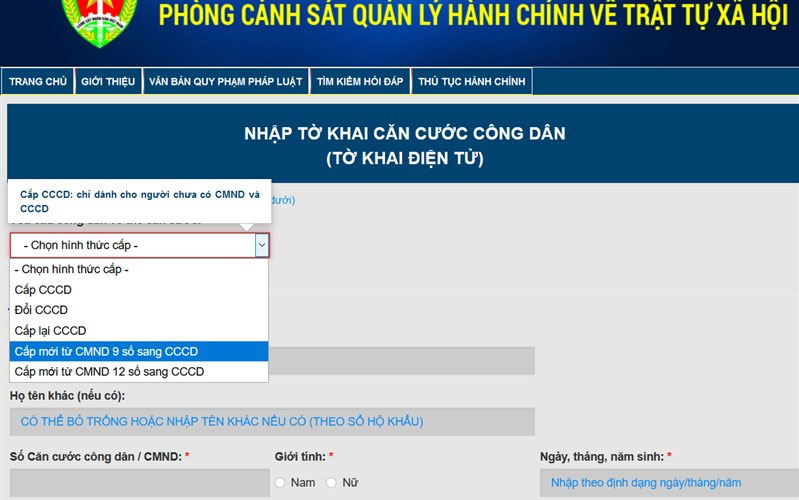 cách đăng ký căn cước công dân tại nhà