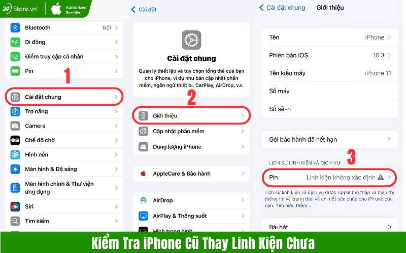 kiểm tra iphone cũ bình dương đã thay linh kiện chưa