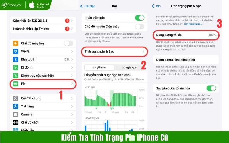 kiểm tra tình trạng pin iphone cũ vũng tàu
