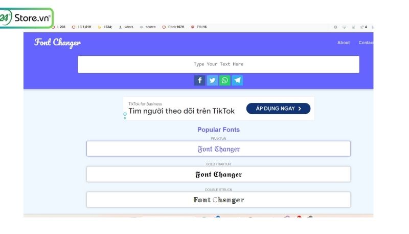Công cụ đổi Font chữ Facebook đẹp, độc đáo