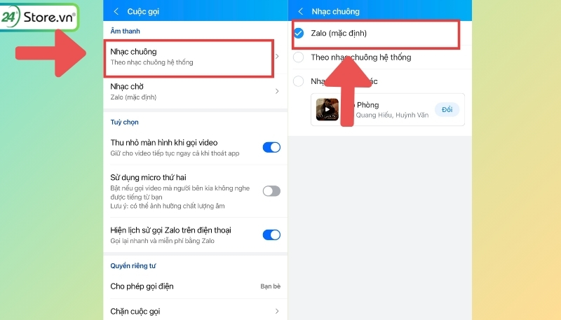 cách đổi nhạc chuông zalo