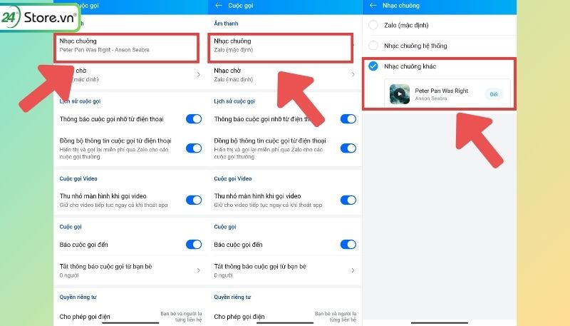 đổi nhạc chuông zalo điện thoại iphone