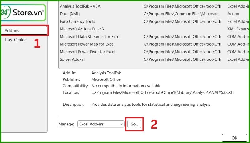 Chuyển đổi số thành chữ trong excel bằng file add-ins