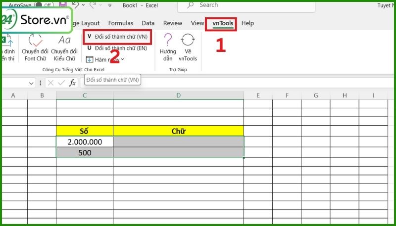 Công thức đổi số thành chữ trong excel