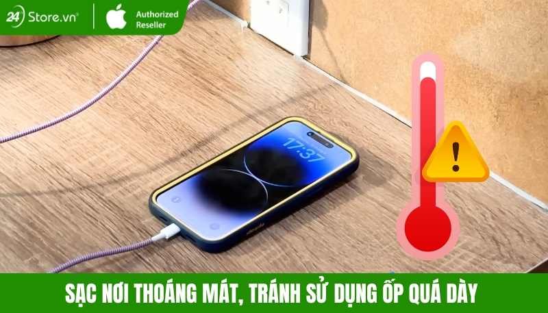 Dùng sạc Macbook cho iPhone 16 ở nơi thoáng mát