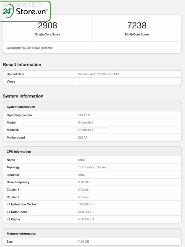Điểm Geekbench của iPhone 15 Pro