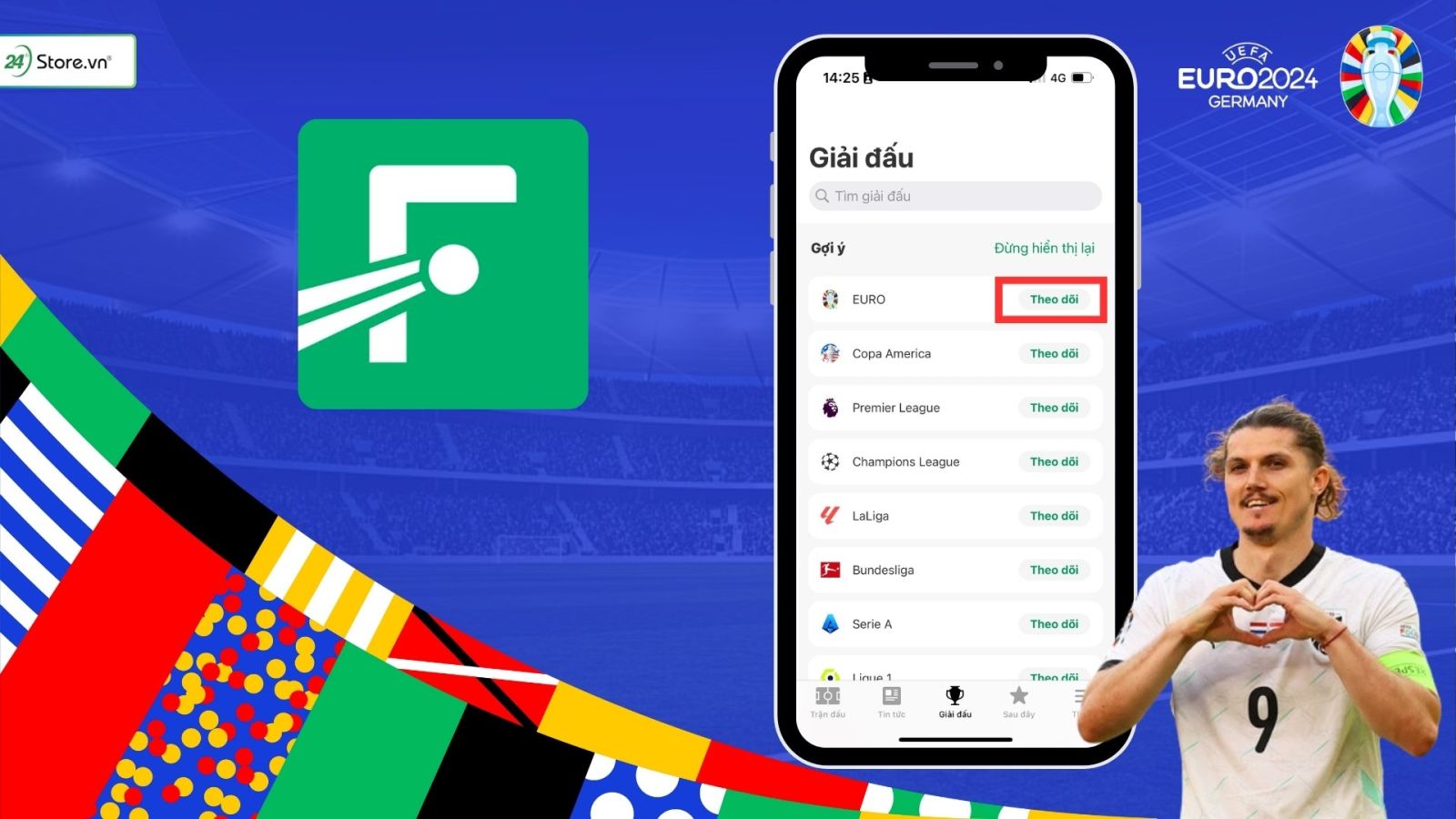 Cách ghim tỷ số Euro 2024 trên iPhone CỰC NHANH